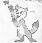  absurd_res anthro arthropod barefoot butterfly cub cute_fangs digitigrade english_text featureless_crotch female greyscale hi_res insect looking_away mae_marten mammal marten mizzyam monochrome mustelid nude open_mouth pencil_(artwork) raised_arm signature smile solo standing text traditional_media_(artwork) young 