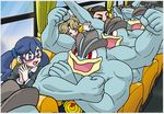  ambiguous_gender blush eyewear female glasses group human machamp male mammal muscular nintendo official_art pok&eacute;mon video_games 