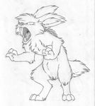  absurd_res buckteeth digitigrade feral greyscale hi_res lagomorph male mammal maxy mizzyam monochrome on_hind_legs open_mouth pencil_(artwork) quadruped rabbit roaring simple_background solo teeth traditional_media_(artwork) were white_background 