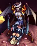  absurd_res akasha_the_queen_of_pain breasts condom crossover cum cum_in_mouth cum_inside diana dickgirl dickgirl/female dota duo female filled_condom fizzz hi_res humanoid intersex intersex/female league_of_legends membranous_wings not_furry video_games wings 