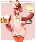  &lt;3 2016 abstract_background absurd_res apron berry_(wagen) blue_eyes border cabbit cake candy cat chest_tuft chocolate clothing collar cream_fur cream_tail digital_media_(artwork) dipstick_tail feline food fruit fur girly hair hi_res hybrid lagomorph legwear looking_at_viewer male mammal multicolored_fur multicolored_tail naked_apron one_eye_closed padlock pink_fur portrait rabbit red_hair red_tail simple_background smile solo standing star stockings strawberry theorangewolf three-quarter_portrait tuft white_border wink 