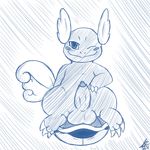  anthro balls blue_skin blush claws erection feral hi_res male nintendo nude one_eye_closed penis pok&eacute;mon reptile scalie shell shell-less shikaro solo spread_legs spreading turtle uncut video_games wartortle wink 