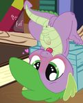  &lt;3 2013 anus blush cub dragon friendship_is_magic fuf green_eyes inside male my_little_pony penis scalie solo spike_(mlp) tongue tongue_out upside_down young 