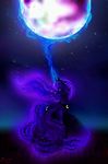  2015 absurd_res blue_fur blue_hair crown cutie_mark das-leben equine eyes_closed feathered_wings feathers female feral friendship_is_magic fur glowing grass hair hi_res horn long_hair magic mammal moon my_little_pony night outside princess_luna_(mlp) royalty signature solo sparkles star winged_unicorn wings 