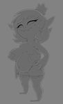  big_breasts breasts female goblin goblin_princess hi_res humanoid monochrome navel pointy_ears pregnant princess pussy royalty short_stack solo theboogie towergirls voluptuous 