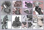  anthro balls blood canine cannibalism castration cock_and_ball_torture comic cooking duo eating elastration english_text erection eyewear fennec fox genital_mutilation glasses knife lenexwants male mammal penis precum smile text wolf 