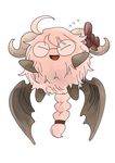  ambiguous_gender bow braided_hair cute demon eyes_closed eyewear fur glasses hair horn o-den open_mouth pink_fur smile solo wings 