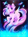  2016 absurd_res blue_hair cutie_mark equine feathers female friendship_is_magic fur hair hi_res hooves horn koveliana long_hair looking_back looking_up mammal multicolored_hair my_little_pony pink_eyes pink_feathers pink_fur pink_hair purple_hair sky smile solo star twilight_sparkle_(mlp) winged_unicorn wings 