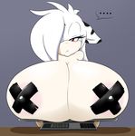  ... angelthecatgirl anthro areola big_breasts bovine breast_rest breasts female hi_res huge_breasts hyper hyper_breasts mammal mekana nipple_tape pasties solo weighing_scale 
