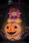  crying drooling elf female halloween hat hi_res holidays humanoid jack_o&#039;_lantern light not_furry open_mouth penetration pumpkin pussy_juice restrained saliva solo spread_legs spreading tears vaginal vaginal_penetration yakou 