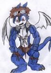  davis digimon exveemon kanada male red_eyes solo traditional_media_(artwork) transformation 