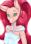  2016 anthro cheezayballz equine female flat_chested green_eyes hair hi_res horse long_hair mammal nila_(cyancapsule) red_hair simple_background smile solo white_background 