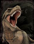  2_fingers avian bone claws dinosaur distracting_watermark feathers jurassic_park jurassic_world rexy scales scar solo teeth theropod tongue tyrannosaurus_rex vein watermark yellow_eyes 