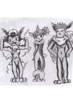  ash_ketchum brock eeveelution flareon greyscale group hat jolteon kanada male misty monochrome nintendo pencil_(artwork) pok&eacute;mon traditional_media_(artwork) transformation vaporeon video_games 