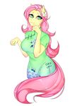  2016 absurd_res alpha_channel anthro anthrofied arthropod big_breasts breasts butterfly clothed clothing dress equine female fluttershy_(mlp) friendship_is_magic green_eyes hair hi_res horse insect long_hair looking_back mammal my_little_pony nails pink_hair pony slyblue7 smile solo yellow_skin 