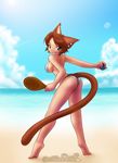  animal_humanoid anthro ball beach big_breasts bikini breasts brown_hair caribbean_blue cat_humanoid clothed clothing cloud ear_tuft feline female grey_eyes hair human humanoid lens_flare mammal maya_(caribbean_blue) nekonny outside seaside skimpy sky smile solo swimsuit tight_clothing tuft water 