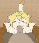  aogami blonde_hair cat cub cum cum_in_mouth cum_inside duo erection feline first_person_view hair half-closed_eyes kiggles kneeling lilkittenboi male male/male mammal nude oral pawpads penis tweaker_(artist) young 