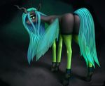  animal_genitalia animal_pussy anus butt changeling clothing equine equine_pussy female friendship_is_magic hair hooves horn leggings legwear long_hair looking_at_viewer mammal my_little_pony oneofyouare pussy queen_chrysalis_(mlp) solo teeth wings 