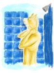  abstract_background absurd_res anthro bathing black_nose canine digital_media_(artwork) digital_painting_(artwork) fox fox_mccloud fur half-length_portrait hi_res lewysmcdonald&#039;s mammal nintendo nude portrait shower side_view solo star_fox video_games water wet 