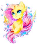  2016 alpha_channel blue_eyes blue_hair equine feathers female flower fluttershy_(mlp) friendship_is_magic fur hair hi_res hooves horse koveliana looking_up mammal my_little_pony pegasus pink_hair plant pony smile solo wings yellow_feathers yellow_fur 