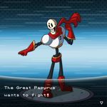  abstract_background animated armor bone cape clothed clothing english_text gloves goobermation low_res male nintendo papyrus_(undertale) pok&eacute;mon skeleton solo text undertale video_games 
