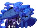  2016 ambiguous_gender artemis_(lopoddity) blue_eyes duo equine fan_character female friendship_is_magic frown horn looking_back lopoddity mammal my_little_pony princess_luna_(mlp) simple_background smile sparkles winged_unicorn wings 