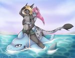  2016 anthro beach bikini blonde_hair blue_eyes breasts buoy clothed clothing couple digital_media_(artwork) featureless_chest female feral fish float grey_eyes group hair looking_at_viewer looking_down male marine markings partially_submerged pink_hair reins relaxing riding sea seaside shark shorts straddling sun swimming swimsuit topless water ych z-afiro 