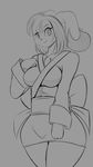  anthro clothed clothing female greyscale hi_res japanese_clothing jazmin_usagi kimono lagomorph looking_at_viewer mammal mastergodai monochrome rabbit rascals simple_background smile solo 