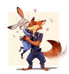  &lt;3 anthro canine clothing cute disney duo female fox fur grey_fur hug ice-summer interspecies judy_hopps lagomorph long_ears male mammal nick_wilde orange_fur police_uniform predator/prey_relations rabbit short_stack size_difference smile uniform zootopia 