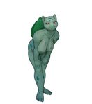  2016 anthro anthrofied areola bent_over breasts bulbasaur female flora_fauna green_nipples half-closed_eyes hattonslayden hi_res looking_at_viewer nintendo nipples nude plant pok&eacute;mon pok&eacute;morph red_eyes simple_background smile solo teeth video_games white_background 