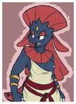  2011 bracelet breasts clothed clothing egyptian eyelashes fangs female fiztheancient jewelry nintendo nipples one_breast_out open_mouth pok&eacute;mon red_eyes solo video_games weavile 