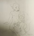  2015 2016 absurd_res anthro canine couple cub cum cute erection fellatio fur hair hi_res licking male male/male mammal monochrome mouse nipples noxor nude oral paws pencil_(artwork) penis rat rodent sex simple_background sitting tongue tongue_out traditional_media_(artwork) twymouse wolf young 