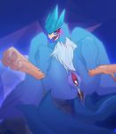  after_sex anus articuno avian beak bird blue_feathers blush clitoris cum cum_in_pussy cum_inside feathers female feral gaping legendary_pok&eacute;mon looking_at_viewer nintendo open_mouth pok&eacute;mon pussy pussy_juice red_eyes solo tongue unknown_artist video_games 