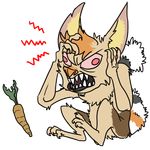  2013 alpha_channel ambiguous_gender angry carrot claws food fur hair hand_on_head jazzlasterboris mammal orange_hair orange_nose pink_eyes pink_sclera red_eyes sharp_teeth simple_background sitting solo teeth toe_claws transparent_background unknown_species vegetable 