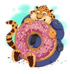  benjamin_clawhauser cheetah disney doughnut feline food hvost male mammal solo zootopia 