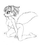  ass_up black_and_white blackby breasts butt canine featureless_breasts female fox hi_res kneeling krystal mammal monochrome nintendo nude solo star_fox video_games wind 