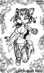  bikini blackby breasts canine cleavage clothed clothing female fox greyscale happy jumping krystal mammal midriff monochrome navel nintendo open_mouth smile solo star_fox swimsuit video_games 