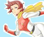  bad_id bad_pixiv_id belt bodysuit breasts brown_hair getter_robo gloves hairband medium_breasts oekaki pilot_suit saotome_michiru scarf short_hair smile solo tamura_(nex) yellow_eyes 