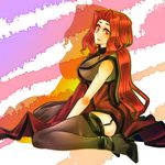  garter_straps genderswap genderswap_(mtf) johann long_hair m.u.g.e.n rage_of_the_dragons red_eyes red_hair snk solo thighhighs tobi_(discharge_cycle) 