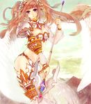  bad_id bad_pixiv_id breasts cleavage large_breasts long_hair lord_of_vermilion manbou_no_suiso navel original polearm purple_eyes red_hair solo spear valkyrie valkyrie_(lord_of_vermilion) very_long_hair weapon wings 