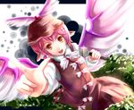  animal_ears brown_eyes hat microphone mystia_lorelei pink_hair pointing sakura_ani short_hair solo touhou wings 