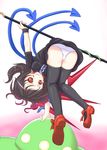  black_hair black_legwear dress highres houjuu_nue neru_fia panties red_eyes short_hair snake solo thighhighs touhou ufo underwear wings 