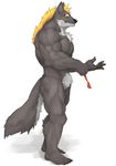  abs biceps big_muscles black_nose canine captainjohkid claws colored featureless_crotch flakjacket0204 fur grey_fur hi_res male mammal muscular nude pecs simple_background solo standing toe_claws white_background wolf yellow_eyes 