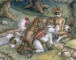  2016 all_fours anal anal_penetration bisexual breasts brown_fur canine claws creek cunnilingus eyes_closed featureless_breasts female final_fantasy forest fox from_behind_position fur gloves_(marking) group hand_on_thigh hybrid inner_ear_fluff lying male male/female male/male mammal markings moogle nude on_back oral outside pawpads penetration pussy pussy_juice raike ringed_tail ruaidri sex socks_(marking) spread_legs spreading toe_claws traditional_media_(artwork) tree vaginal video_games water watercolor_(artwork) white_fur wings 