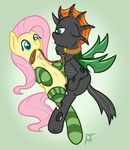  blonde_hair changeling digital_media_(artwork) duo equine fearingfun female feral fluttershy_(mlp) friendship_is_magic hair mammal my_little_pony pegasus pink_hair pussy vesairus wings 