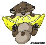  2010 ambiguous_gender anthro batcountry canine cute dog eating fluffy fluffy_tail fox fur lemon lestat low_res mammal micro simple_background sitting solo spiral_eyes synthetic_smile white_background 