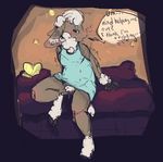  &lt;3 anthro begging caprine clothed clothing english_text female hi_res in_heat lazybutts mammal pussy_juice sheep solo text wet 