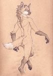  anthro butt canine eyewear fangs glasses gorath hi_res looking_at_viewer looking_back male mammal nude simple_background solo teeth tongue wolf 