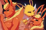  2016 anthro balls big_breasts breasts cum cum_on_face cumshot eeveelution erection faceless_male fellatio female flareon group human interspecies jolteon male mammal nintendo nude oral orange-peel orgasm penis pok&eacute;mon pok&eacute;philia sex video_games 