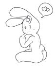  &lt;3 anthro black_and_white blush butt female flower hi_res itsunknownanon lagomorph looking_at_viewer mammal monochrome plant poppy_(mindnomad) rabbit sitting smile speech_bubble 